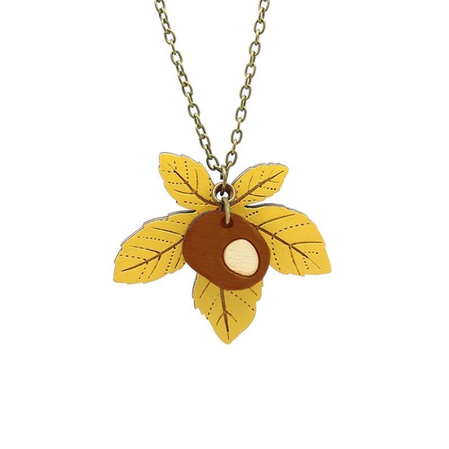 Autumn Leaf and Conker Necklace