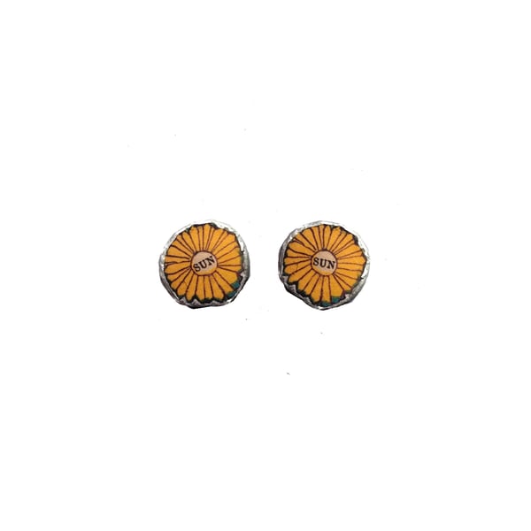 Whimsical Sunflower Yellow  Resin Ear Studs by EllyMental