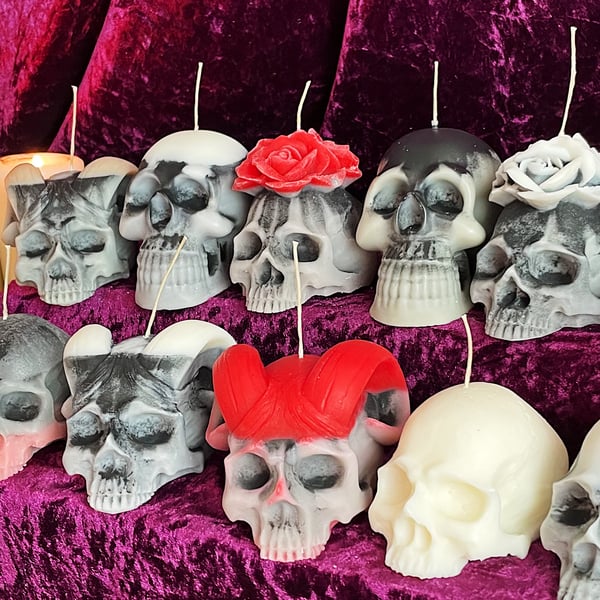 Handmade Halloween Gothic Skull Candles 