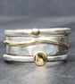 Ocean Wave Stack Ring, silver stack ring, silver and gold ring, mixed metals  - Image 8
