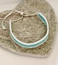 Blue and White Beadwork Slider Bracelet - Image 3