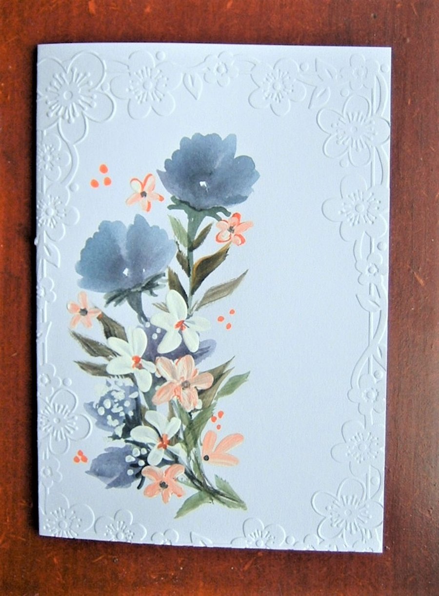 hand painted original floral card ( ref F 562)