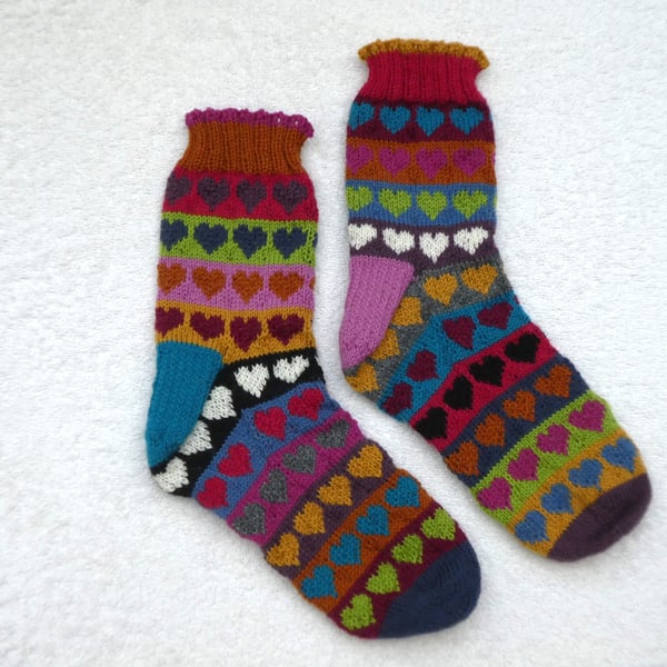 Heart Sock Knitting Pattern PDF. Socks 4ply Knitting.  PDF Pattern.