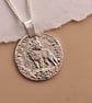 Wolf Engraved Sterling Silver Coin Necklace - Image 7