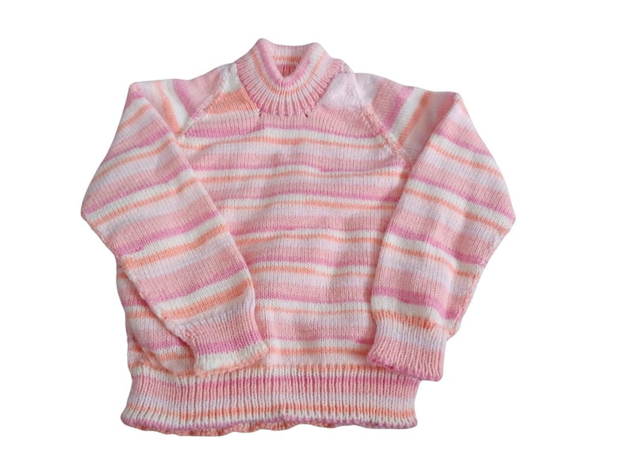 Knitted Jumper: Soft Pastel Sweater each one unique in self striping yarn.