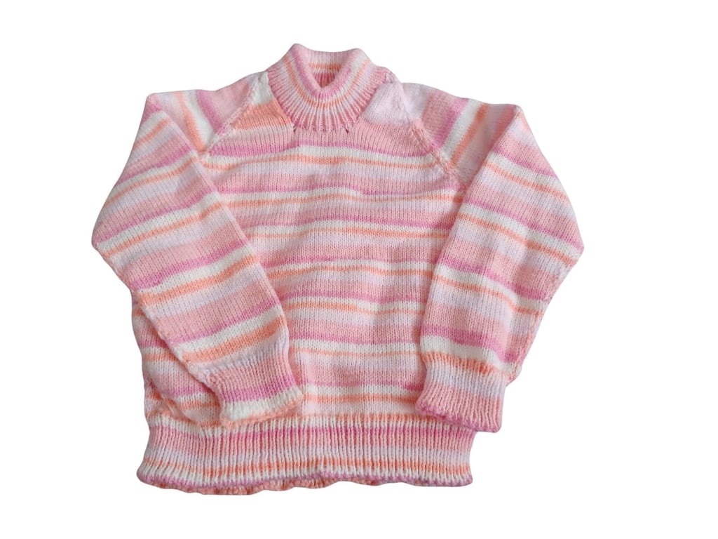 Knitted Jumper: Soft Pastel Sweater each one unique in self striping yarn.