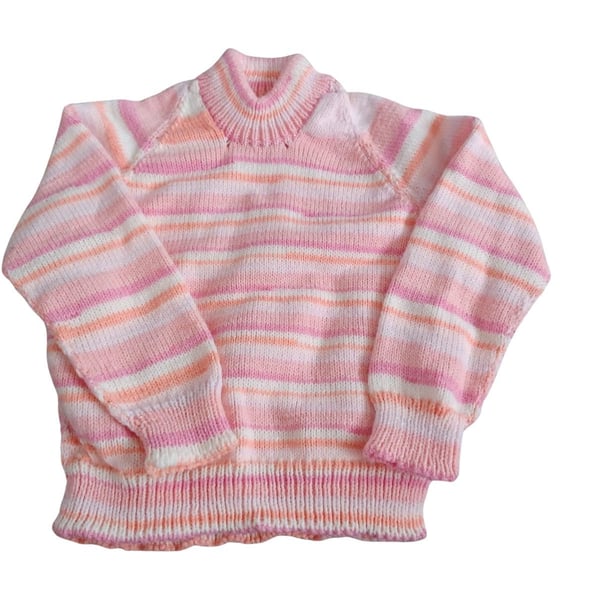 Knitted Jumper: Soft Pastel Sweater each one unique in self striping yarn.