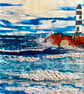 Lighthouse at Penmon Point, an embroidered seascape  - Image 1