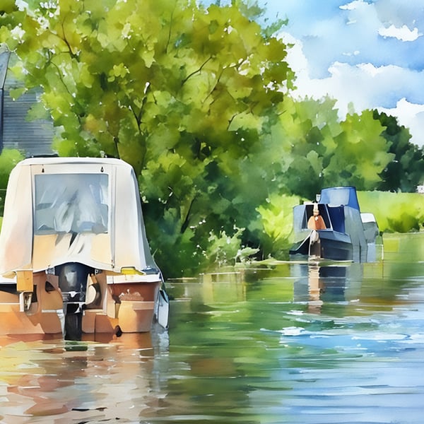River View Boats Norfolk Fen A5 Greeting Card 