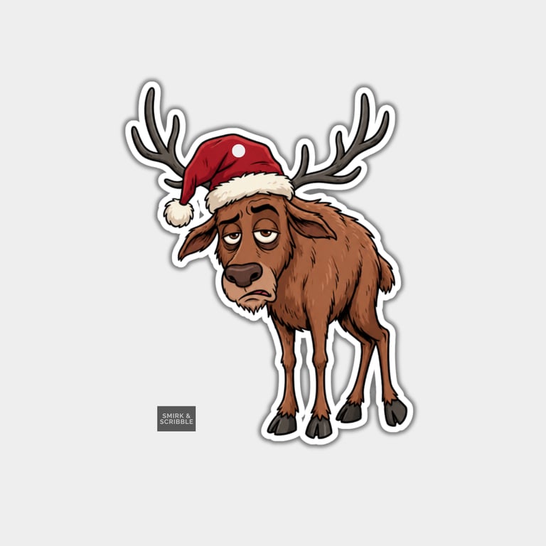 Unique Funny Christmas Gift Tags For Adults, 6pk - Exhausted Reindeer