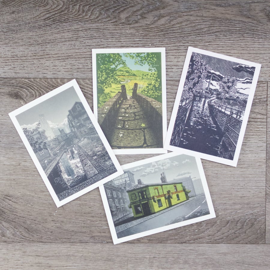 Greetings Cards – 4 Card Set 2. Printed from original linoprints.