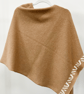 Lambswool knitted poncho - camel and ecru