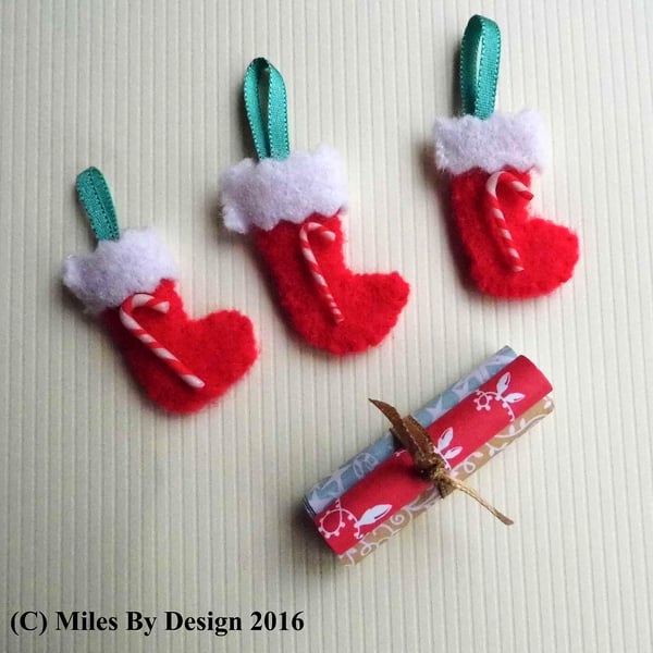 1:12 Scale Christmas Stockings with Candy Canes & Wrapping Paper