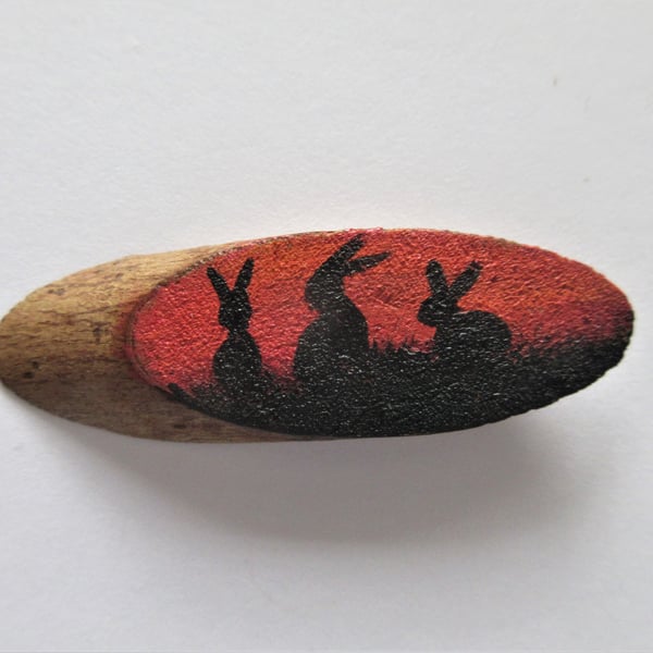 Dolls House Miniature Wooden Plaque Bunny Rabbit Picture Wood Slice