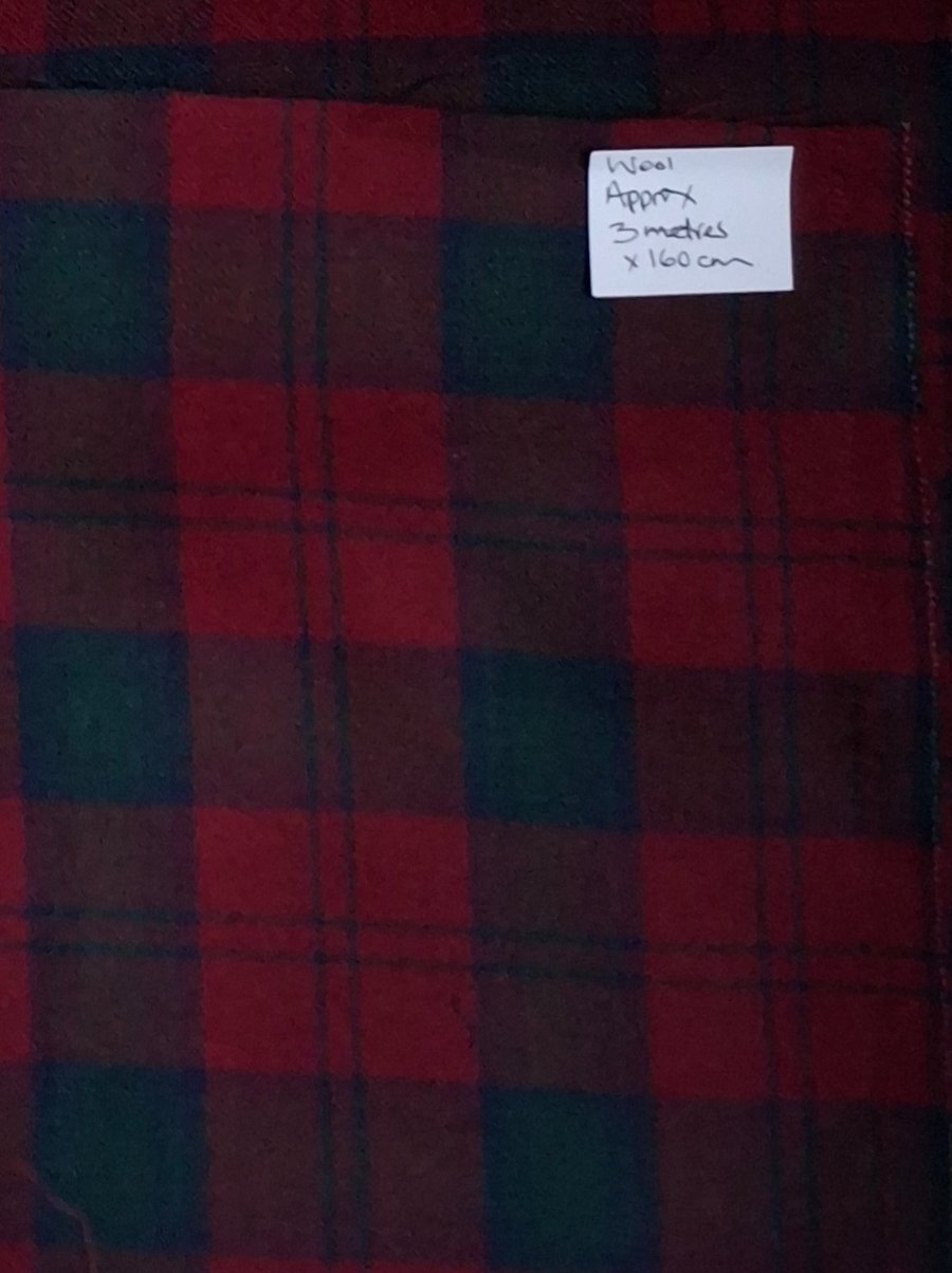 3 Metres Skene Modern Heavyweight Wool Tartan Fabric Red and Green 160 cm Wide