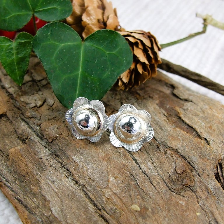 Sterling Silver Flower Stud Earrings