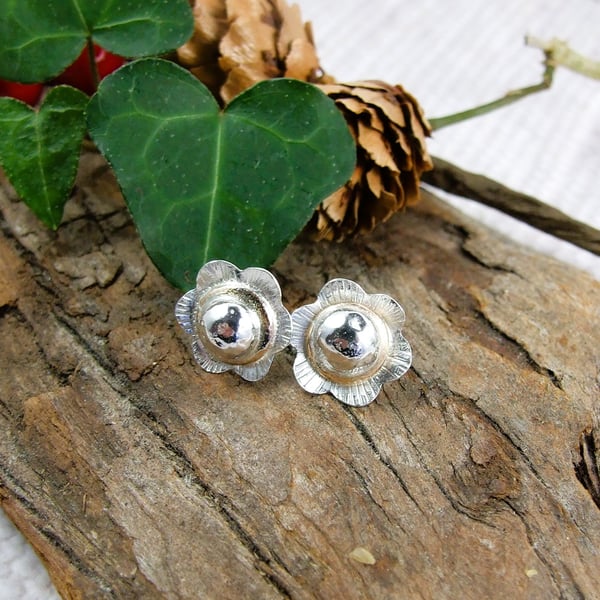 Sterling Silver Flower Stud Earrings