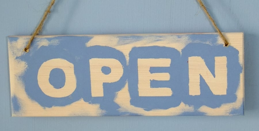 OPEN & CLOSED SHOP DOOR SIGN HANDPAINTED IN BRIGHT COLOURS. 