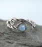 Aquamarine Silver Ring Adjustable Sterling Twist Milky Gemstone Bead - Image 10