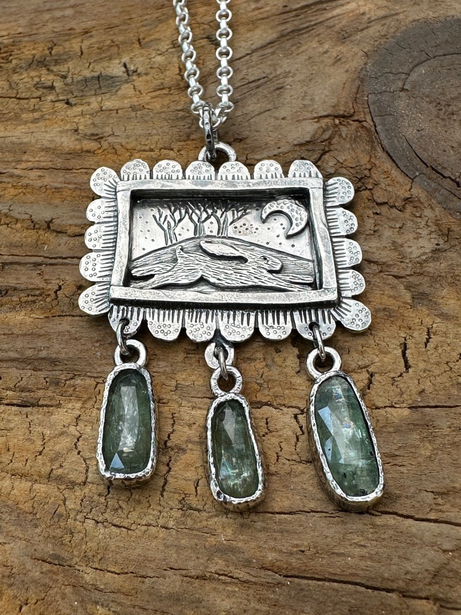 Silver Hare Pendant with Kyanite