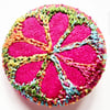 One Inch Badge Fabric Badge with Free Machine Embroidery 