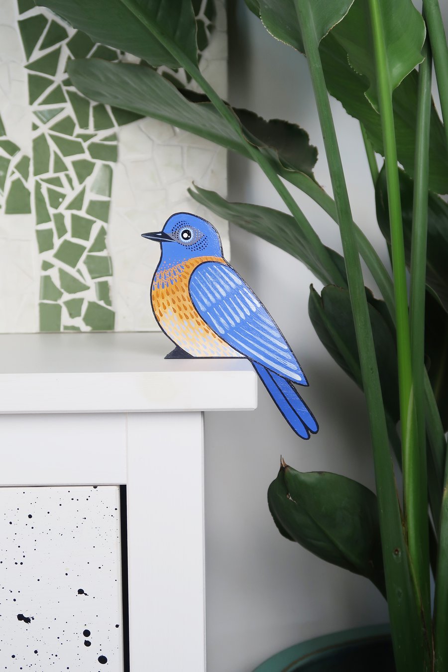 Western bluebird door topper, miniature North American bird ornament, blue bird.