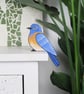 Western bluebird door topper, miniature North American bird ornament, blue bird.