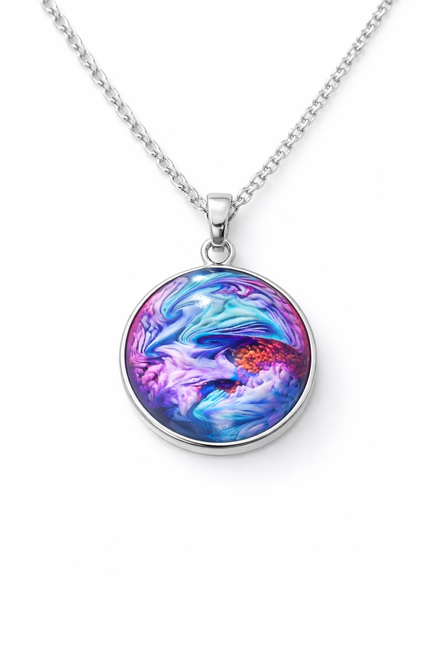 Stunning Handcrafted colorful pendant on an 18 inch chain