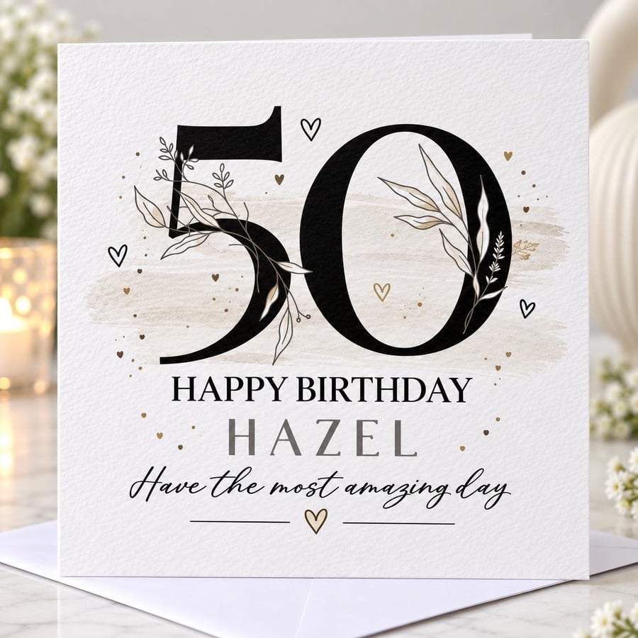 Personalised 50th Birthday Card For Her Daughter Sister Friend Mum Nanna Grandma