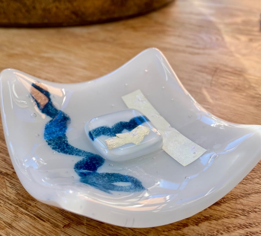 50% SALE!  Handmade fused glass dish
