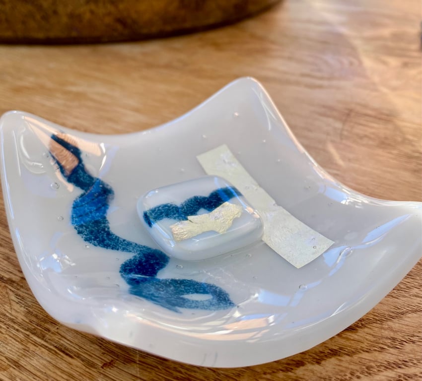 50% SALE!  Handmade fused glass dish
