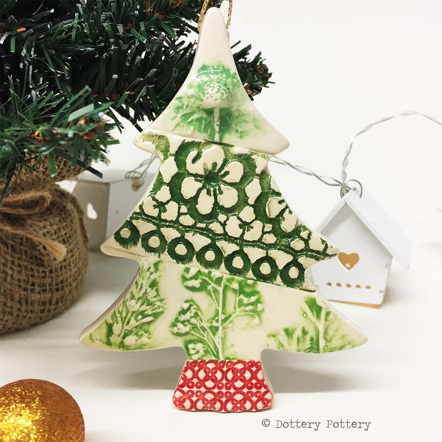  Ceramic Christmas Tree decoration Patchwork tree Pottery Christmas tree
