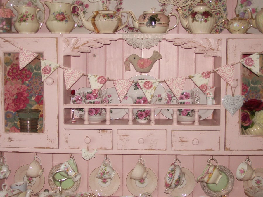 Handcrafted Shabby Chic Wooden Bunting made with Emma Bridgewater Rose & Bee Des
