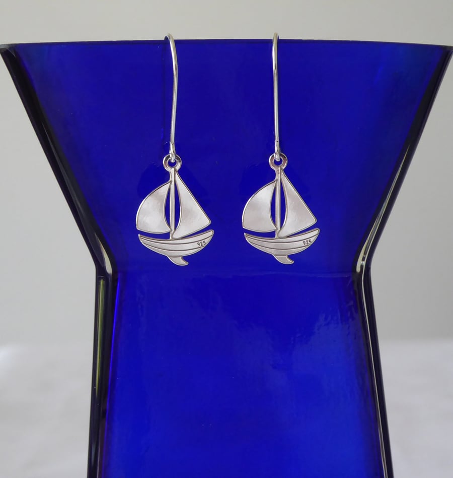 Sterling Silver Sail Boat Earrings