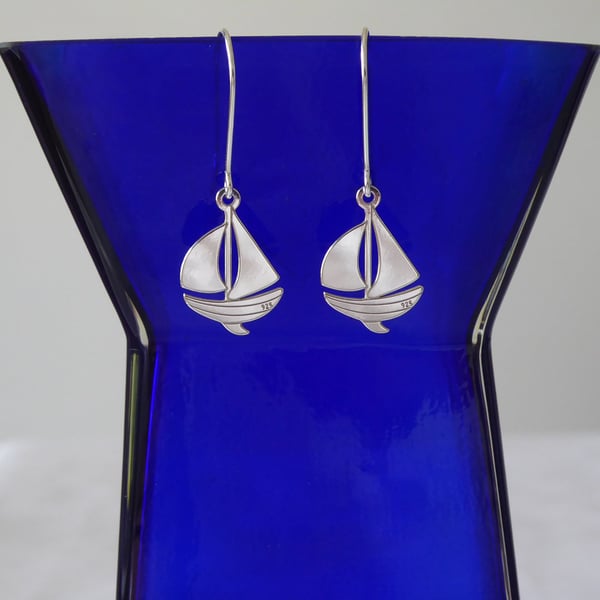 Sterling Silver Sail Boat Earrings