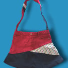 Upcycled Red & Navy Denim Crossbody Bag – Handmade from Preloved Fabrics