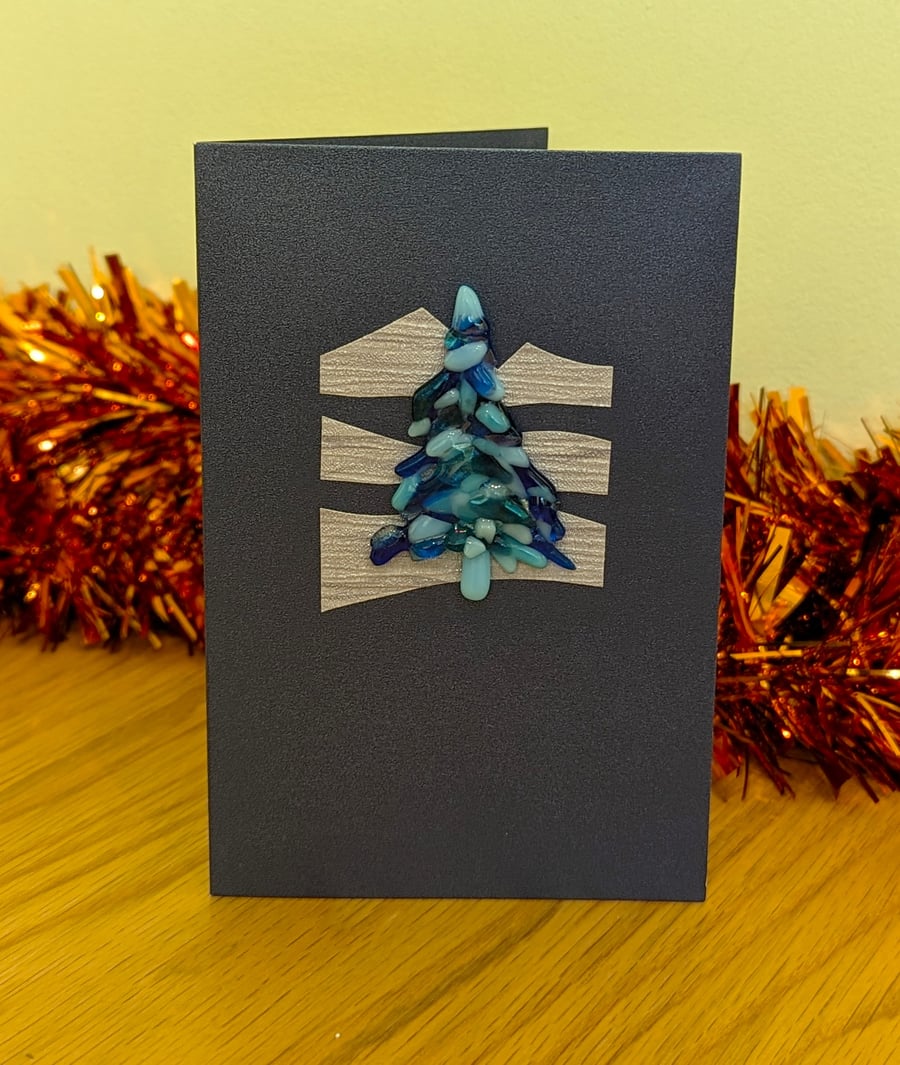 Fused Glass Xmas Tree Keepsake Card