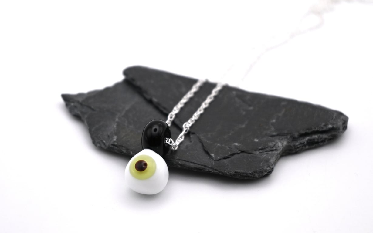 glass eye pendant necklace