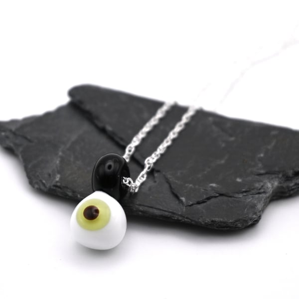 glass eye pendant necklace