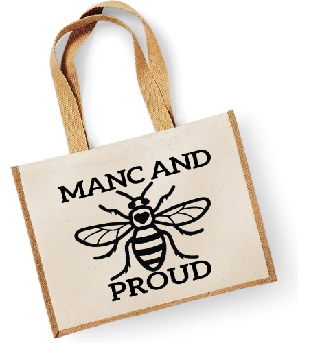 Manchester Bee Large Jute Shopper Bag - Manc And Proud