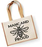 Manchester Bee Large Jute Shopper Bag - Manc And Proud - Image 1