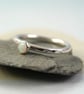 Silver Stacking Ring with White Synthetic Opal Hammered band in Sterling - Image 9