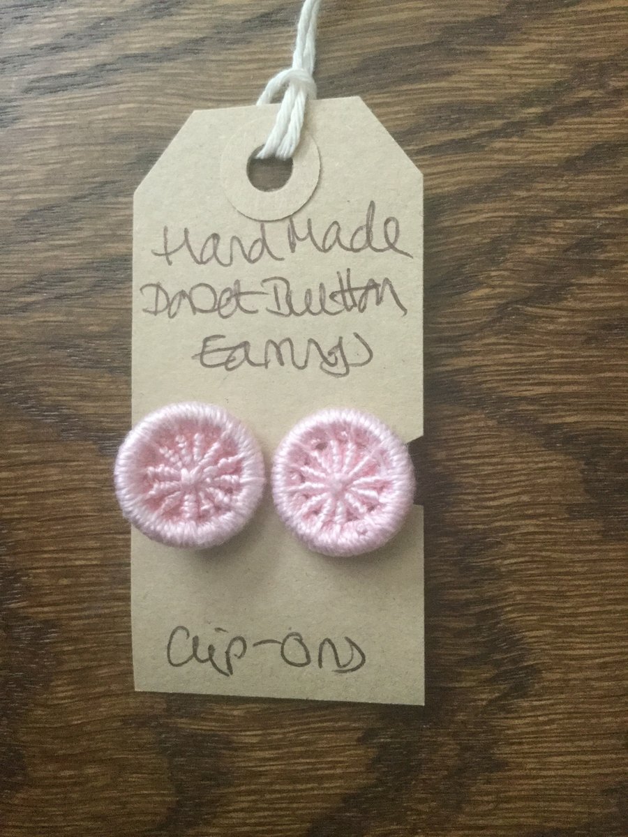 Dorset Button Clip-on Earrings, Pale Pink