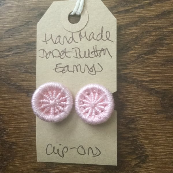 Dorset Button Clip-on Earrings, Pale Pink