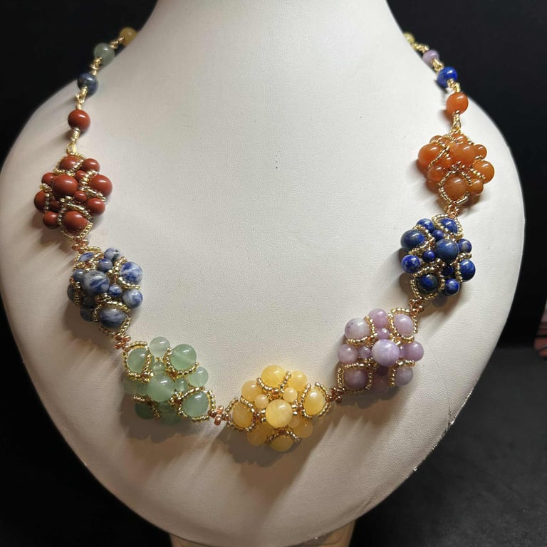 Multi-gemstone Cluster Necklace