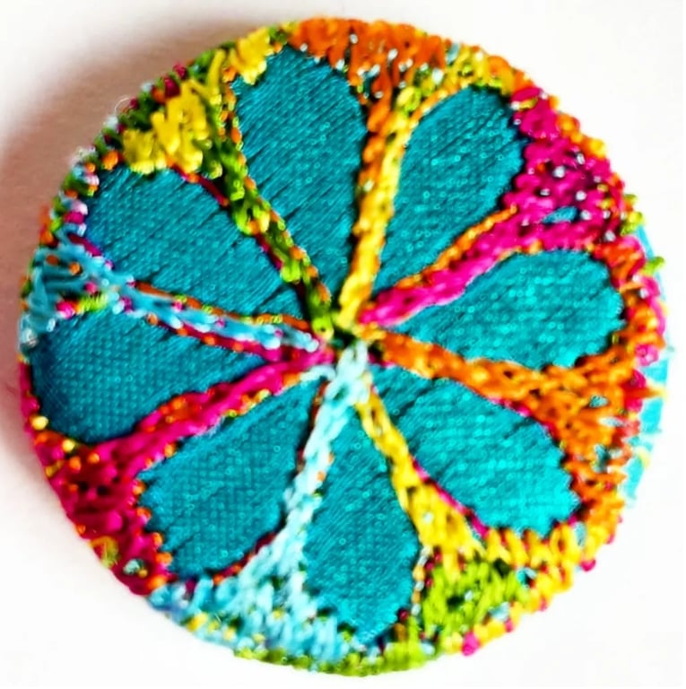 Buttons 1 inch button Hand Dyed Silks and Cottons Free Machine Embroidery Button