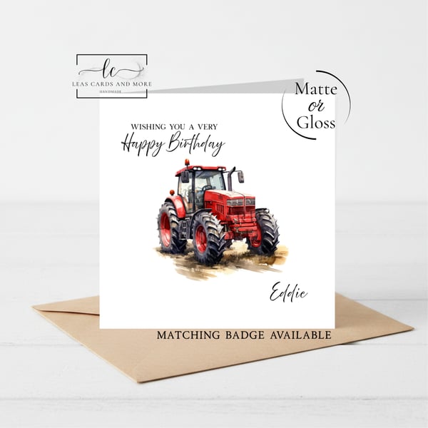 Red Tractor Happy Birthday Card