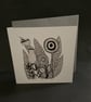 Monochrome black and white ink greeting card