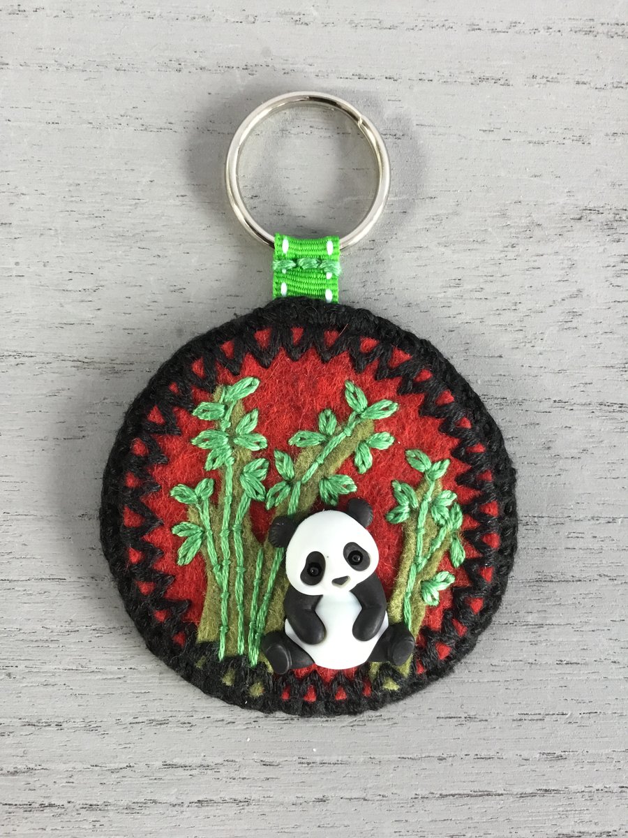 Bamboo Panda Keyring or Bag Charm 