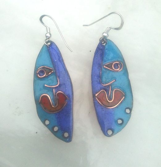 QUIRKY ENAMELLED EARRINGS - TRIBAL - ART - HAND CRAFTED